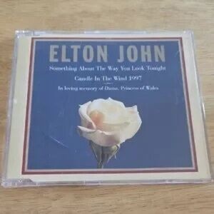 Elton John CD Single - White Rose on Navy Cover